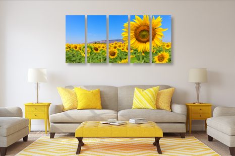 5-RÉSZES KÉP NAPRAFORGÓ MEZŐ - VIRÁGMINTÁS KÉPEK - KÉPEK