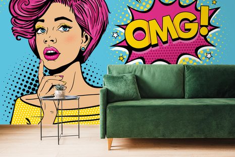 TAPETE DAME IM POP-ART-STIL - OMG! - POP-ART-TAPETEN - TAPETEN
