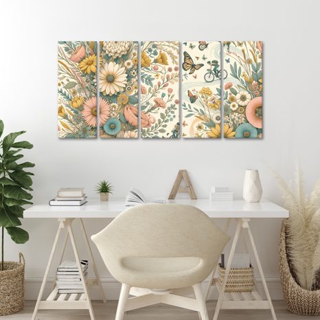 5-DIELNY OBRAZ JAZDA V LETNEJ PRÍRODE - OBRAZY POLIA A LÚKY - OBRAZY