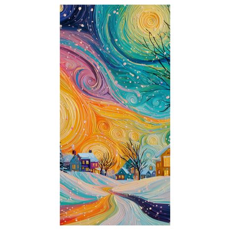 OBRAZ VÁNOČNÍ SVÍTÁNÍ NAD VESNICÍ - VÁNOČNÍ A ZIMNÍ OBRAZY - OBRAZY