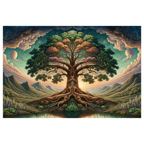 OBRAZ MAJESTÁTNÍ STROM ŽIVOTA V HORÁCH - OBRAZY STROMY ŽIVOTA - OBRAZY