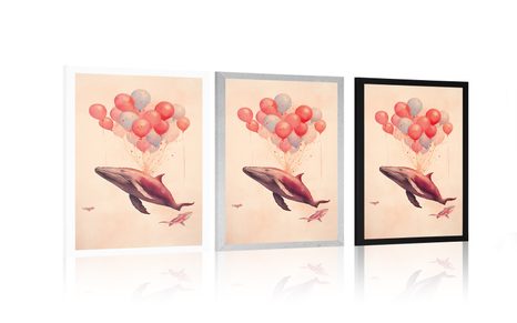 POSTER – BALENA SOGNANTE CON PALLONCINI - ANIMALI DA SOGNO - POSTER