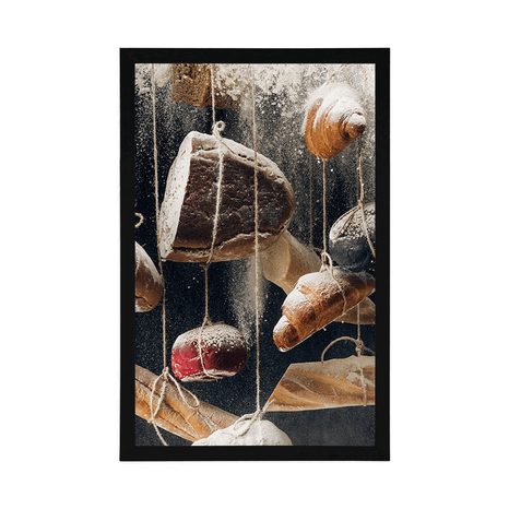 POSTER AM SEIL HÄNGENDES GEBÄCK - MIT KÜCHENMOTIV - POSTER