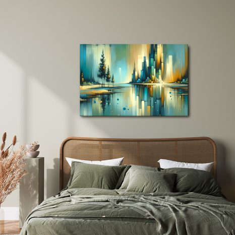 WANDBILD STÄDTISCHE LANDSCHAFT IM SPIEGELBILD - WANDBILDER ABSTRAKTE FORMEN - BILDER