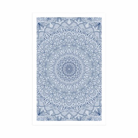 PLAKÁT DETAILNÍ OZDOBNÁ MANDALA V MODRÉ BARVĚ - FENG SHUI - PLAKÁTY