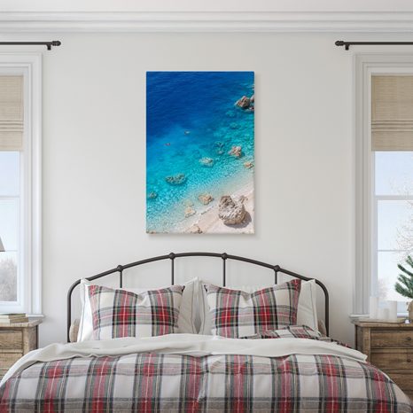 TABLEAU SUR TOILE – BAIGNADE DANS UNE MER CRISTALLINE - TABLEAUX DE LA MER ET DE LA PLAGE - TABLEAUX