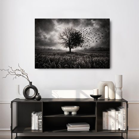 WANDBILD LEBENSBAUM IM STURM - HALLOWEEN- UND HORROR-BILDER - BILDER