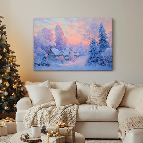 WANDBILD WEIHNACHTSDORF IN DER DÄMMERUNG - WEIHNACHTS- UND WINTERBILDER - BILDER