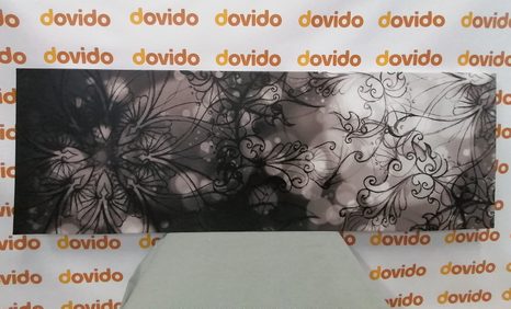 OBRAZ KVĚTINOVÁ MANDALA V ČERNOBÍLÉM PROVEDENÍ - ČERNOBÍLÉ OBRAZY - OBRAZY