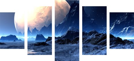 QUADRI 5 PEZZI – PAESAGGIO FANTASTICO - QUADRI DELLO SPAZIO E DELLE STELLE - STAMPE E QUADRI