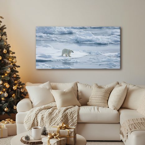 OBRAZ POLÁRNÍ MEDVĚD NA LEDOVÉ KŘE - VÁNOČNÍ A ZIMNÍ OBRAZY - PICTURES
