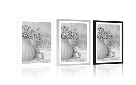 AFFICHE – NATURE MORTE LUXUEUSE EN NOIR ET BLANC - NOIR ET BLANC - AFFICHES