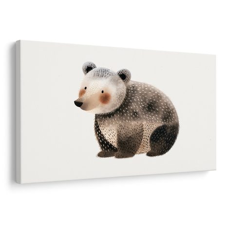 QUADRO SU TELA – ORSO CARINO NEL BOSCO - QUADRI PER BAMBINI ANIMALI - STAMPE E QUADRI