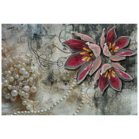 CARTA DA PARATI – FIORI CON PERLE - CARTA DA PARATI ASTRATTI - CARTA DA PARATI