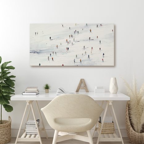 WANDBILD SKIFAHRER IN WINTERLANDSCHAFT - WEIHNACHTS- UND WINTERBILDER - BILDER