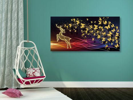 КАРТИНА НА ПЛАТНО – ВЕЛИКОЛЕПЕН ЕЛЕН С ПЕПЕРУДИ - АБСТРАКТНИ КАРТИНИ - КАРТИНИ