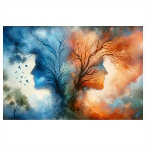 WANDBILD HARMONIE ZWEIER ELEMENTE - BILDER BÄUME DES LEBENS - BILDER