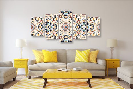 5-DÍLNÝ OBRAZ JEDINEČNÝ ETNICKÝ VZOR - OBRAZY FENG SHUI - OBRAZY