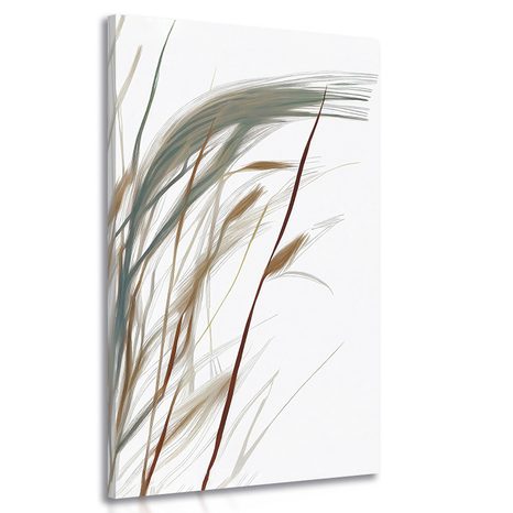 CANVAS PRINT GRASS BLADES WITH A TOUCH OF MINIMALISM - PICTURES OF TREES AND LEAVES - PICTURES