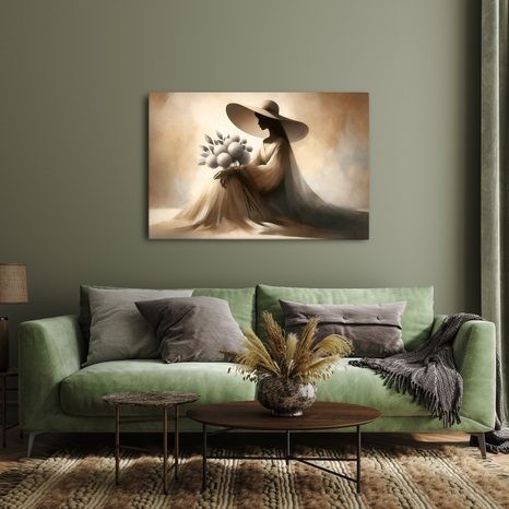 OBRAZ SILUETA ŽENY S KVĚTINAMI - OBRAZY ŽENY - OBRAZY