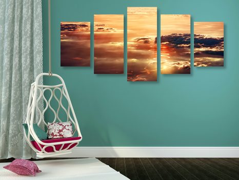 5 RÉSZES KÉP VARÁZSLATOS FELHŐK - TERMÉSZET- ÉS TÁJKÉPEK - KÉPEK