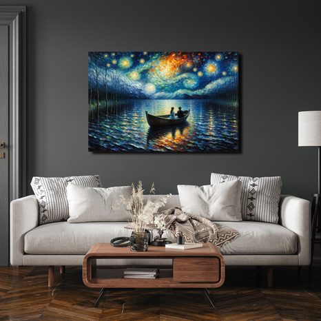 WANDBILD ROMANTIK UNTER STERNENHIMMEL - WANDBILDER FÜR DAS WOHNZIMMER - BILDER