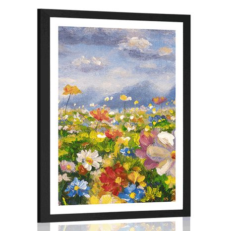 POSTER WITH MOUNT OIL PAINTING WILD FLOWERS - FLOWERS - POSTERS