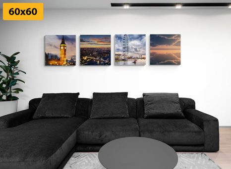 SET OBRAZOV NOČNÝ ROMANTICKÝ LONDÝN - ZOSTAVY OBRAZOV - OBRAZY