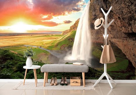WALL MURAL MAJESTIC WATERFALL IN ICELAND - WALLPAPERS - 🔥 TOTAL SALE 🔥