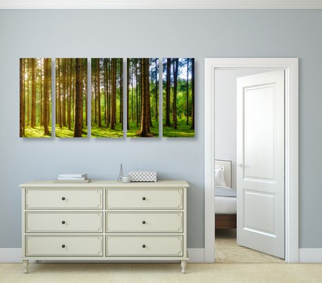 5-RÉSZES KÉP REGGEL AZ ERDŐBEN - TERMÉSZET- ÉS TÁJKÉPEK - KÉPEK