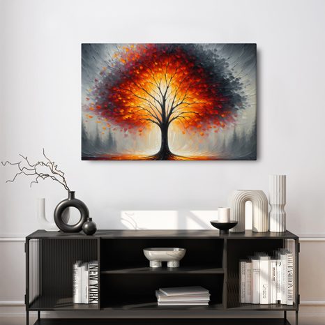 OBRAZ ZÁŘIVÝ STROM ŽIVOTA V PODZIMNÍ KRAJINĚ - OBRAZY STROMY ŽIVOTA - OBRAZY