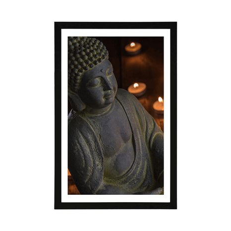 POSTER WITH MOUNT BUDDHA FULL OF HARMONY - FENG SHUI - POSTERS