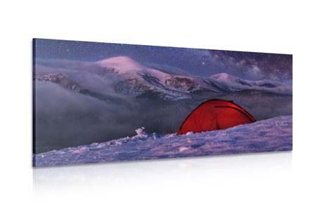 CANVAS PRINT TENT UNDER THE NIGHT SKY - PICTURES OF NATURE AND LANDSCAPE - PICTURES