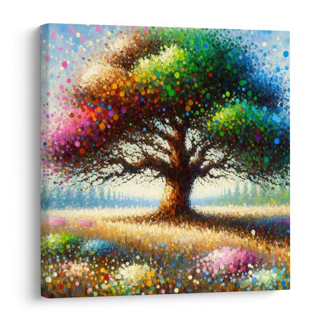 OBRAZ DUHOVÝ STROM ŽIVOTA NA LOUCE - OBRAZY STROMY ŽIVOTA - OBRAZY