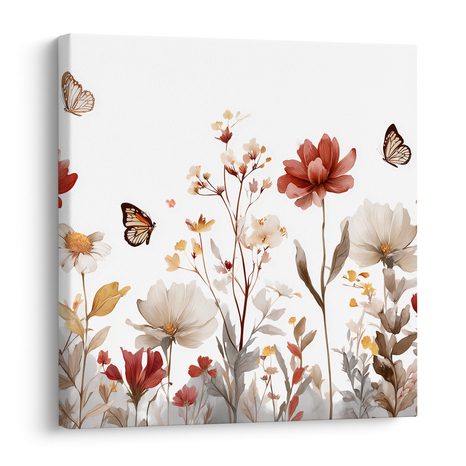 WANDBILD FRÜHLINGSBLÜTEN UND SCHMETTERLINGE - BILDER VON SCHMETTERLINGEN - BILDER