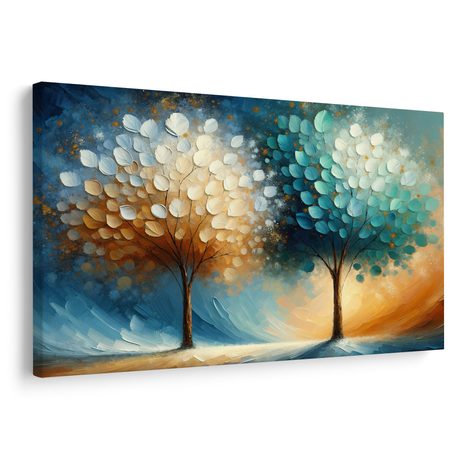 WANDBILD ZWEI LEBENSBÄUME IN FARBEN - BILDER BÄUME DES LEBENS - BILDER