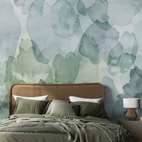 TAPET AUTOADEZIV PETE VERZI ACUARELĂ - TAPET ABSTRACT - TAPETURI