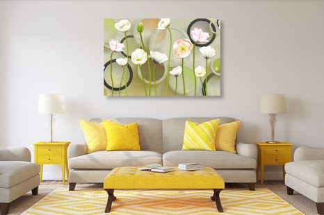 SLIKA BEL MAK NA ABSTRAKTNEM OZADJU - SLIKE ROŽ - SLIKE