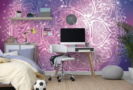 SAMOLEPÍCÍ TAPETA INDICKÁ MANDALA S GALAKTICKÝM POZADÍM - SAMOLEPÍCÍ TAPETY - TAPETY