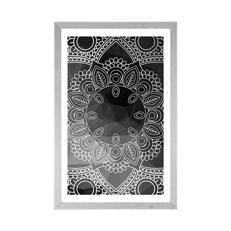 PLAKAT S PASPARTUOM CRNO-BIJELA MANDALA - CRNO-BIJELE - PLAKATI