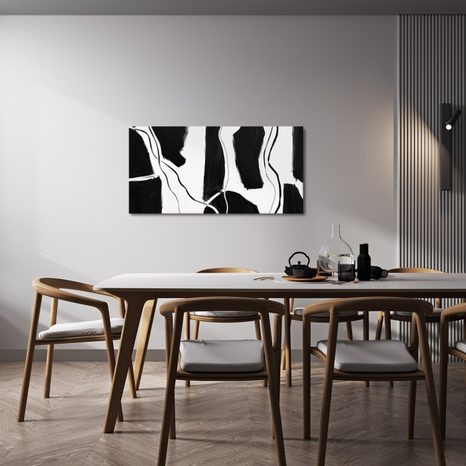 TABLEAU SUR TOILE – FORMES NOIRES MINIMALISTES - IMAGES FORMES ABSTRAITES - TABLEAUX