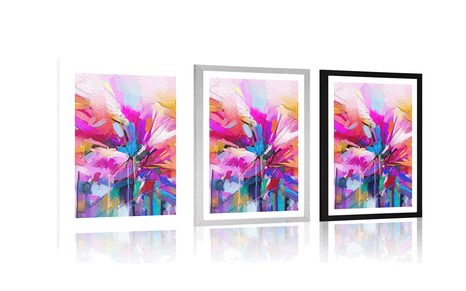 POSTER WITH MOUNT ABSTRACT COLORFUL FLOWERS - ABSTRACT AND PATTERNED - POSTERS