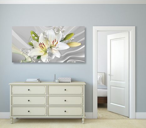 SLIKA BELA ORHIDEJA NA ZANIMIVEM OZADJU - SLIKE ROŽ - SLIKE