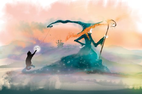 TAPETE GEMALTE HEXE - FANTASY-TAPETEN - TAPETEN