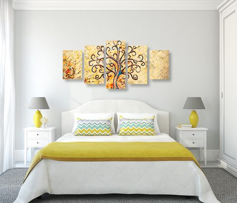 QUADRI 5 PEZZI – SIMBOLO DELL'ALBERO DELLA VITA - QUADRI ALBERI DELLA VITA - STAMPE E QUADRI