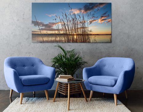 OBRAZ SPOKOJNA RZEKA W POBLIŻU WSI - OBRAZY PRZYRODY I KRAJOBRAZY - OBRAZY