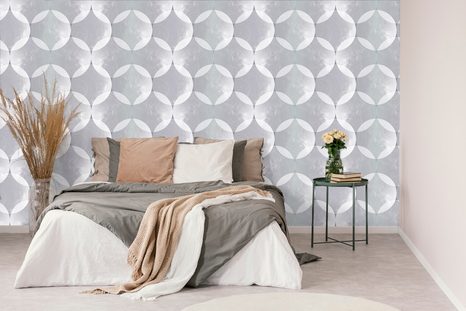 TAPETA ŠEDÉ USPOŘÁDANÉ KRUHY - VZOROVANÉ TAPETY - TAPETY