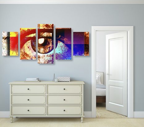 5-DÍLNÝ OBRAZ SURREALISTICKÉ OKO - ABSTRAKTNÍ OBRAZY - OBRAZY