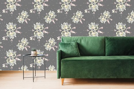 SAMOLEPÍCÍ TAPETA ABSTRAKTNÍ BUŇKY NA ŠEDÉM POZADÍ - SAMOLEPÍCÍ TAPETY - TAPETY