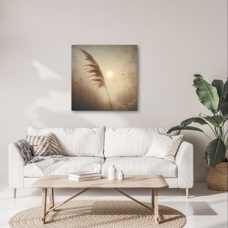 WANDBILD PAMPASGRAS IM SONNENLICHT - BILDER VON SONNENAUFGANG UND SONNENUNTERGANG - BILDER